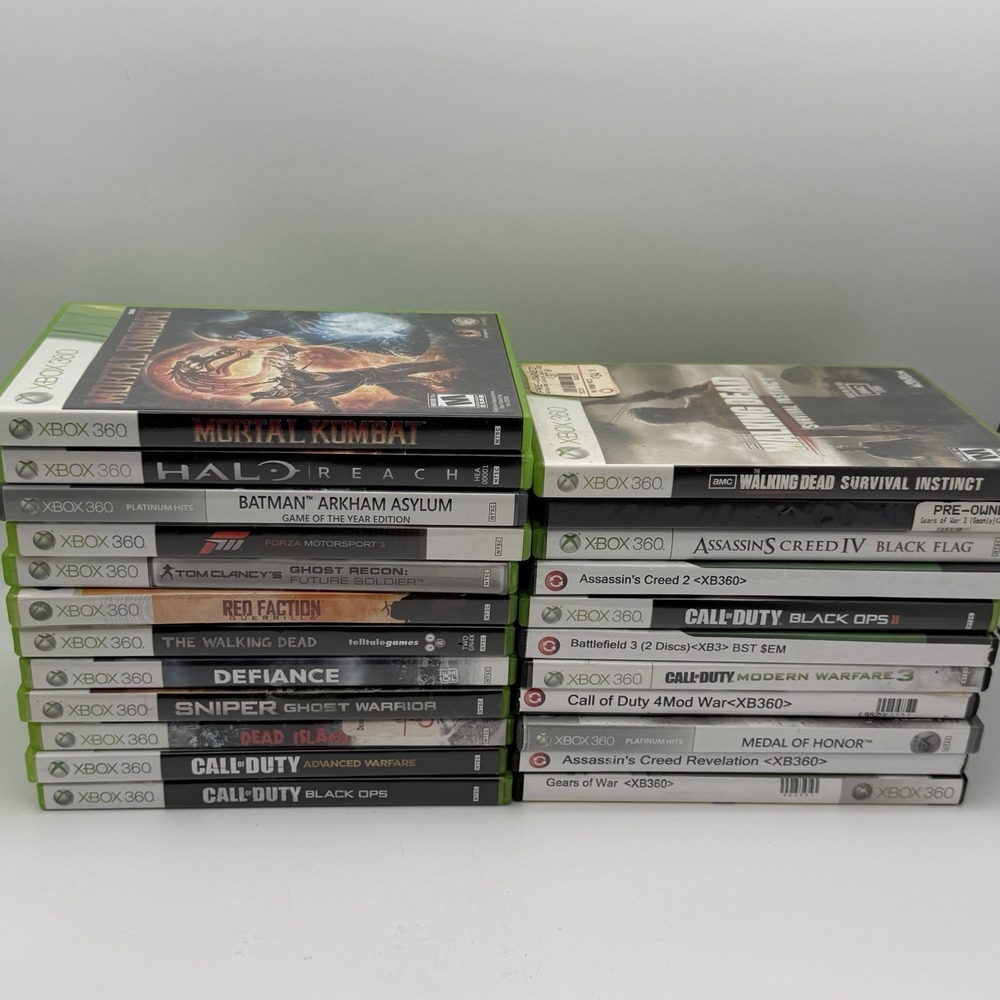 23 Xbox 360 Game Lot COD Mortal Kombat Halo Batman Walking Dead Gears Tested